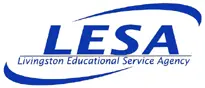 LESA logo with blue text and swoosh.